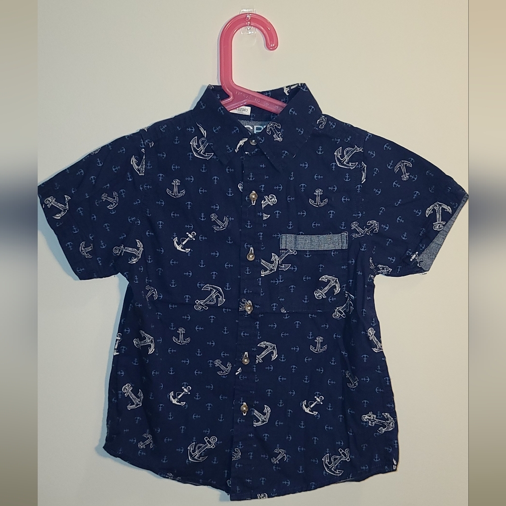 Drill Clothing Co. navy cotton shirt marine print US 5